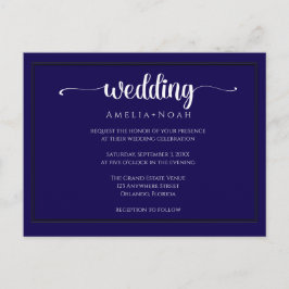 Postal  elegant navy purple wedding invitation