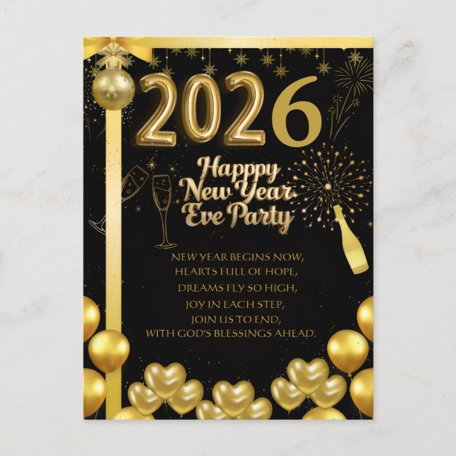 Postal Elegant New Year Eve Party Invitation Card (Anverso)