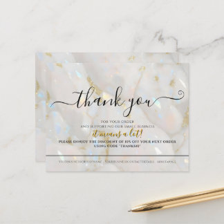 Postal Elegant Opal Stone Custom Logo Thank You Card