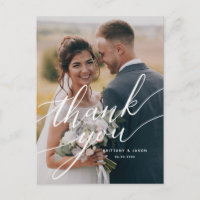 Elegant Overlay Script Wedding Thank You Photo