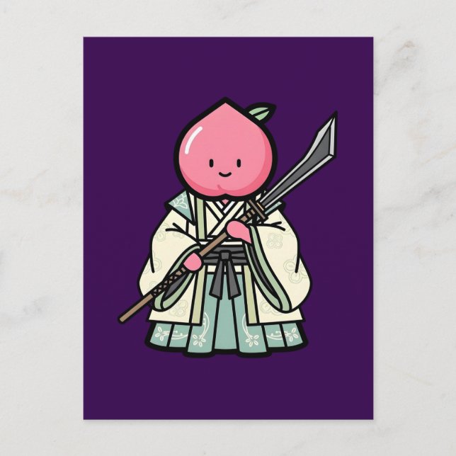 Postal Elegant Peach Onna-musha Samurai Warrior Illustrat (Anverso)