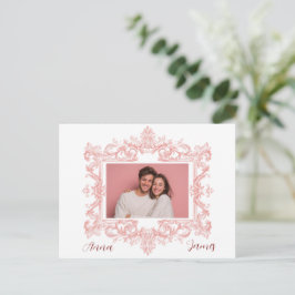Postal Elegant Pink Valentine's Day Card - Custom Photo