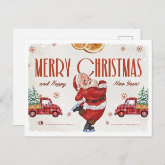 Postal Elegant Red and Beige Watercolor Christmas 