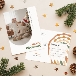 Postal Elegant Retro Script Family Photo Wish Christmas