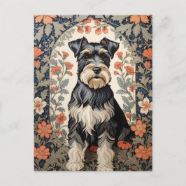 Postal Elegant Schnauzer William Morris Inspired Floral