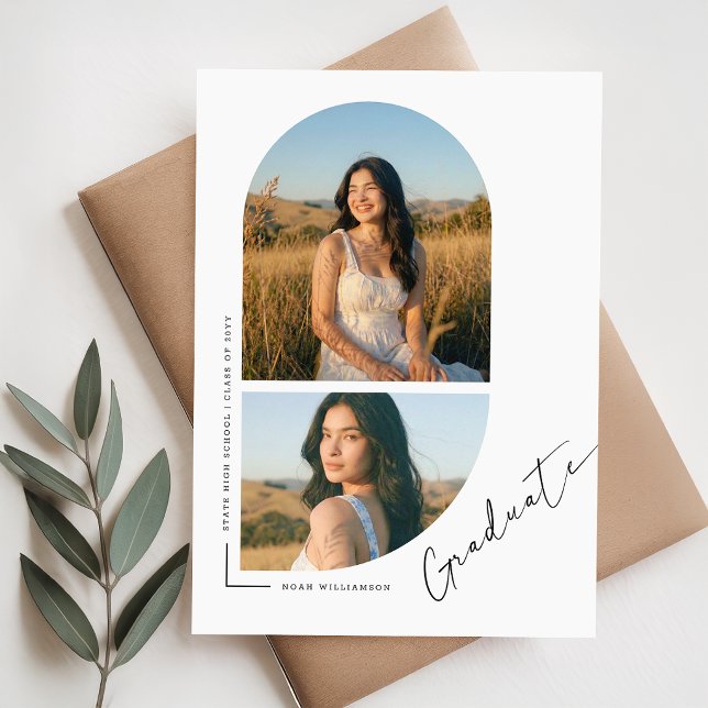 Postal Elegant Script Arch Photo Graduation Announcement (Subido por el creador)