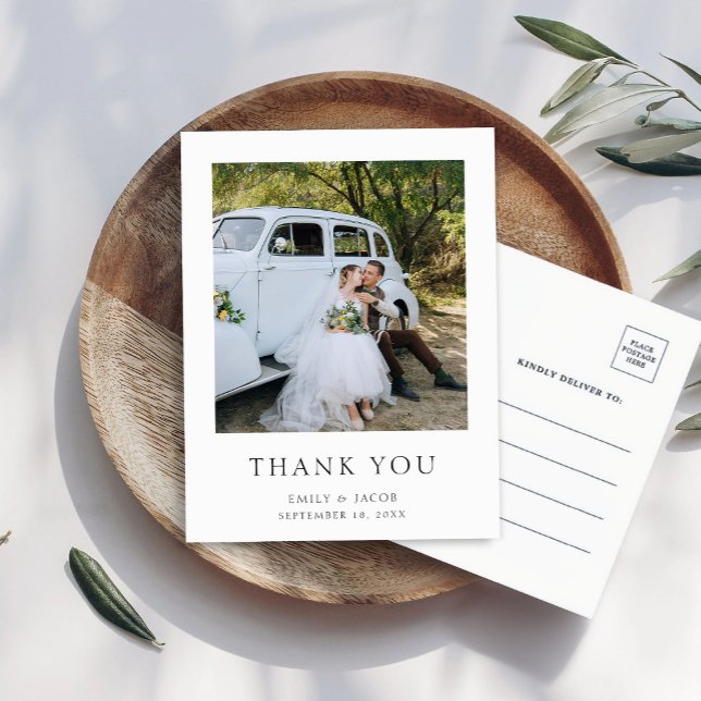 Postal Elegant Simple Photo Wedding Thank You (Subido por el creador)
