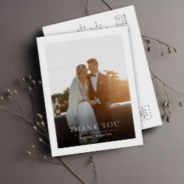 Postal Elegant Simple Photo Wedding Thank You
