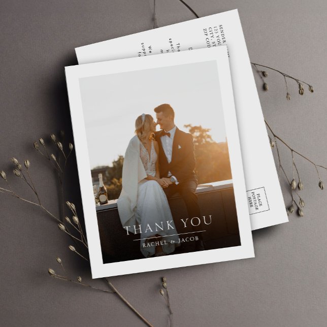 Postal Elegant Simple Photo Wedding Thank You (Subido por el creador)