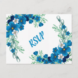 Postal Elegant Sky Blue Floral RSVP Card