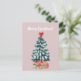 Postal Elegant Snowy Christmas Tree Postcard