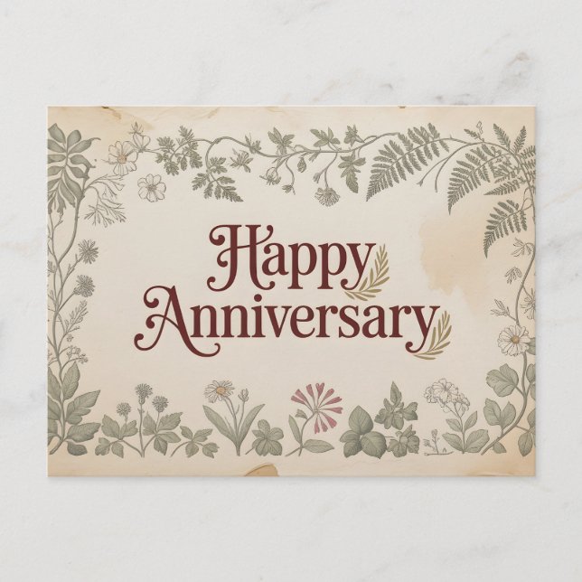 Postal Elegant Vintage "Happy Anniversery" Design (Anverso)