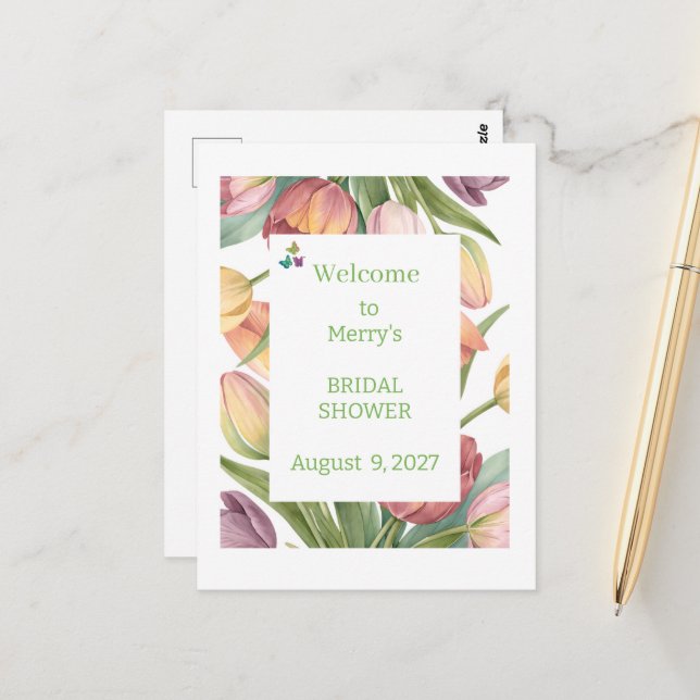 Postal Elegant Watercolor Tulips  (Anverso/Reverso In Situ)