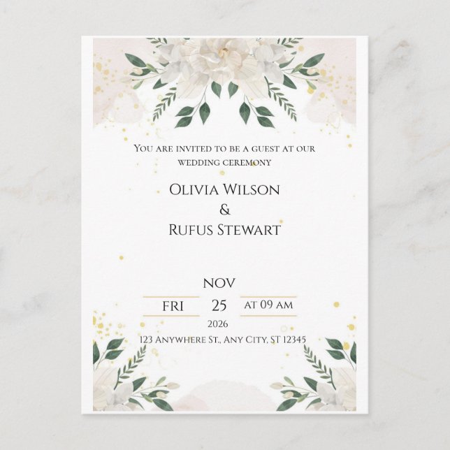 Postal Elegant Wedding Invitations – Timeless Love in Eve (Anverso)