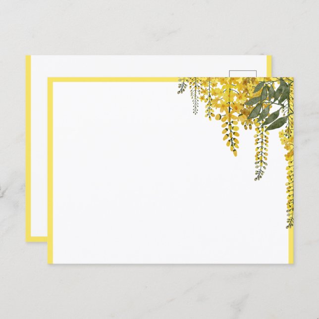 Postal Elegant Yellow Flowers Botanical Postcard (Anverso / Reverso)