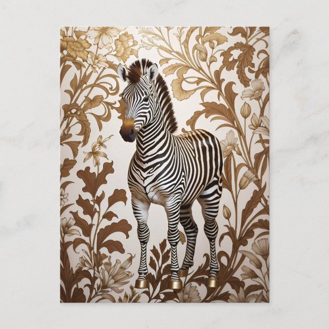 Postal Elegant Zebra William Morris inspired  (Anverso)