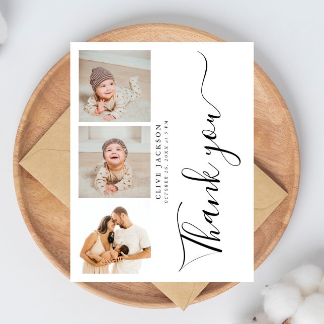 Postal Elegante 3 Foto Baby Shower Gracias (Subido por el creador)