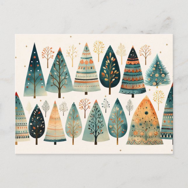 Postal Elegante abstrakte Weihnachtsbäume (Anverso)