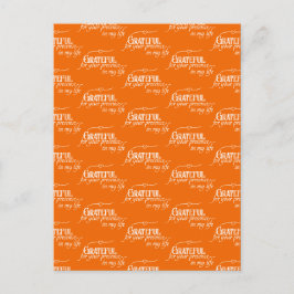Postal Elegante Acción de Gracias Otoñal Naranja Agradeci