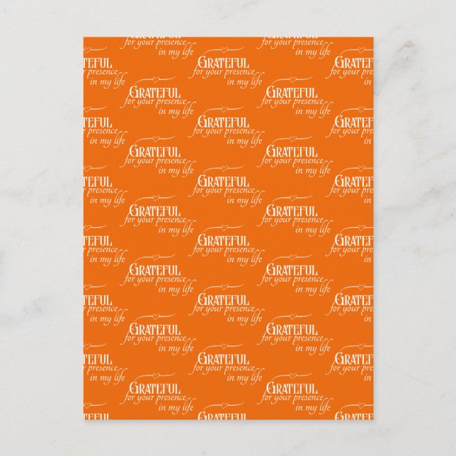 Postal Elegante Acción de Gracias Otoñal Naranja Agradeci (Anverso)