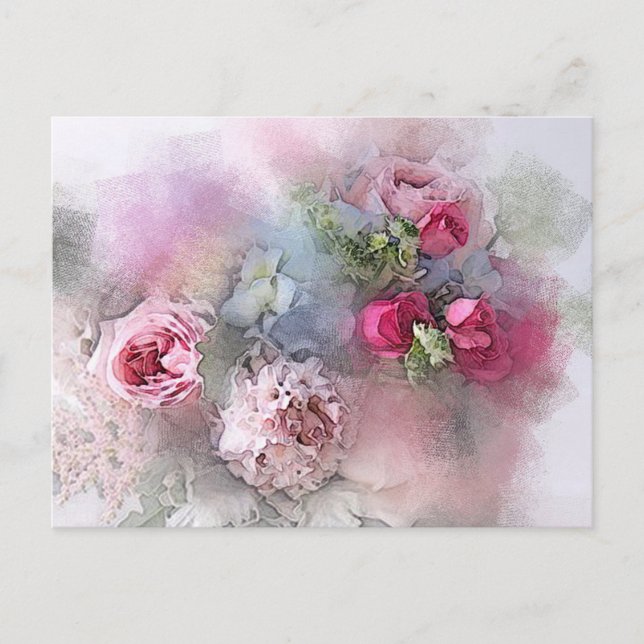 Postal Elegante acuarela Art Rosas modernos Flores Floral (Anverso)