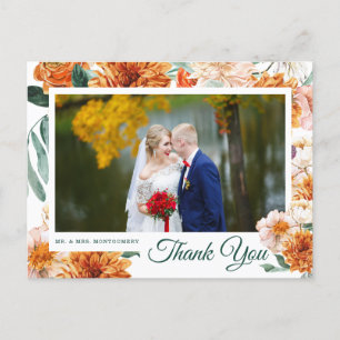 Postal Elegante acuarela Boda Floral Gracias Foto