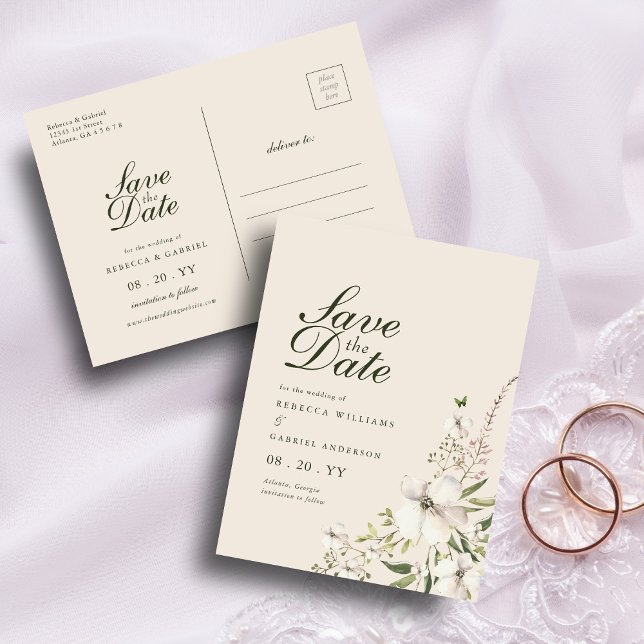 Postal Elegante acuarela Boda Floral Salvar La Fecha (Subido por el creador)