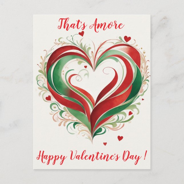 Postal Elegante acuarela Corazón de San Valentín Italia (Anverso)