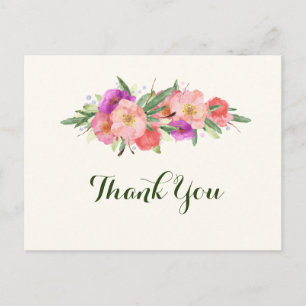 Postal Elegante acuarela Floral Gracias