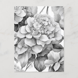 Postal Elegante acuarela floral gris y blanco