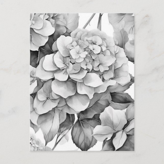 Postal Elegante acuarela floral gris y blanco (Anverso)