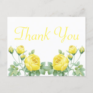 Postal Elegante acuarela Floral Rosa Amarilla Gracias