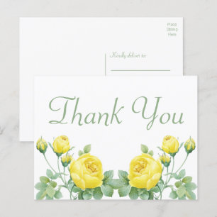 Postal Elegante acuarela Floral Rosa Amarilla Gracias Po