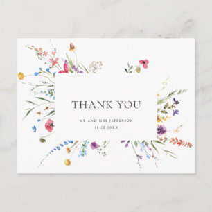 Postal Elegante acuarela Flores salvajes Floral Gracias