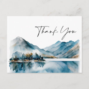 Postal Elegante acuarela Foggy Forest Boda Gracias