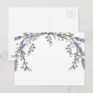 Postal Elegante acuarela Lavanda y Eucalipto