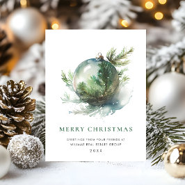 Postal Elegante acuarela Navidad Ornamento festividad
