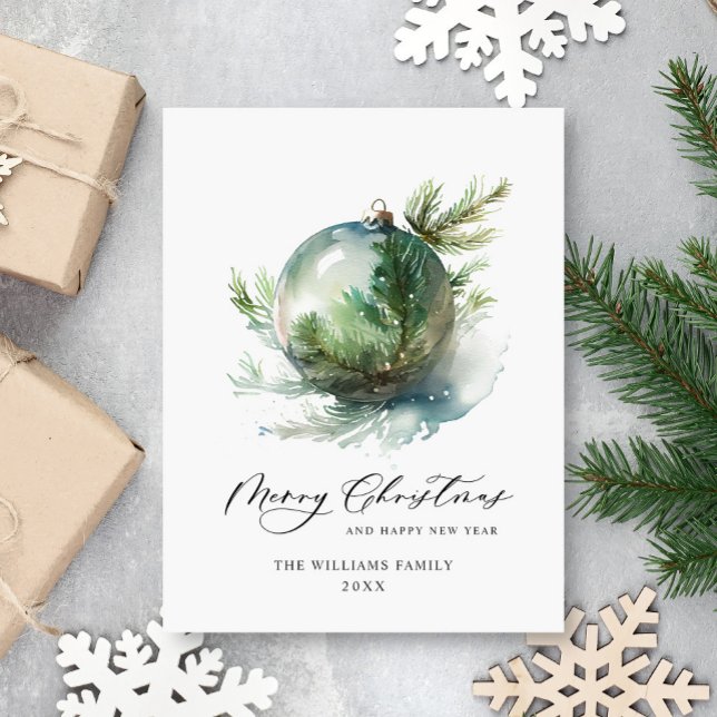 Postal Elegante acuarela Navidad Ornamento festividad (Subido por el creador)