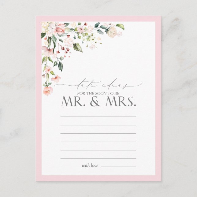 Postal Elegante acuarela rosa Floral Fecha Ideas Postcard (Anverso)