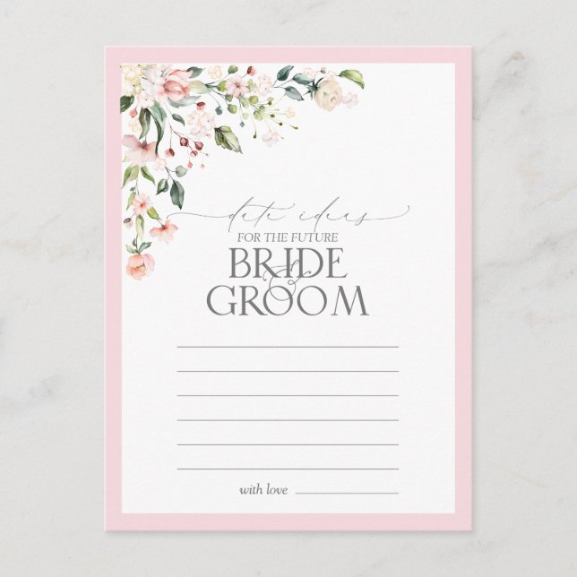 Postal Elegante acuarela rosa Floral Fecha Ideas Postcard (Anverso)