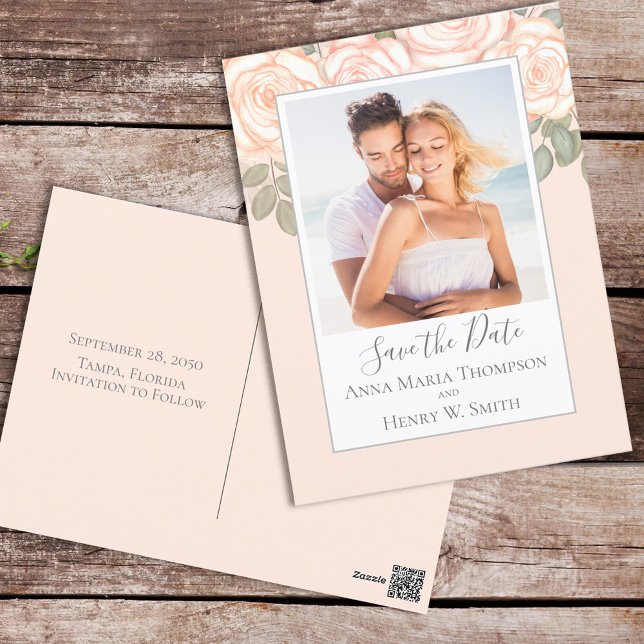 Postal Elegante acuarela Rubor Floral Calligraphy Photo (Subido por el creador)