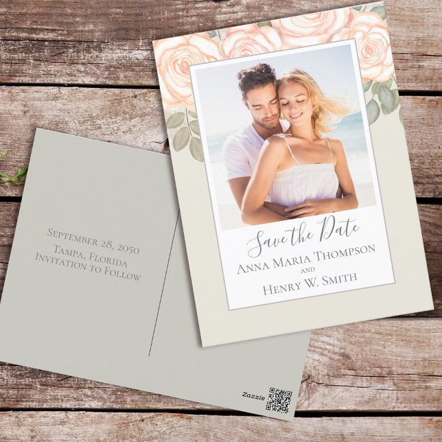 Postal Elegante acuarela Rubor Floral Calligraphy Photo (Subido por el creador)