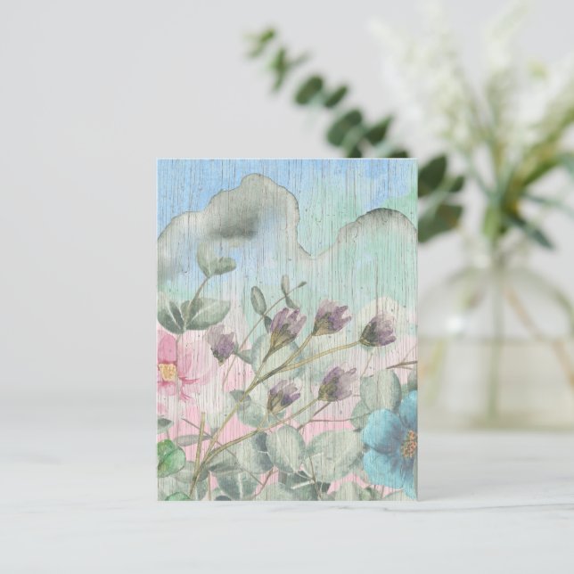 Postal Elegante acuarela Vintage Wildflowers (Anverso de pie)