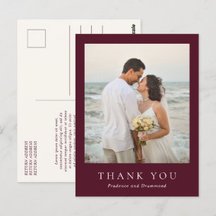 Postal Elegante Agradecimiento de Boda Clásico de Burgund