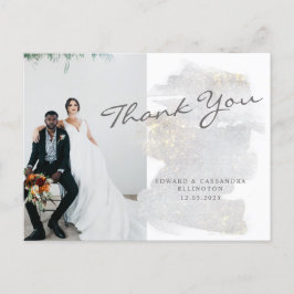 Postal Elegante Agradecimiento de Boda en Gris Plateado c