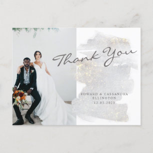 Postal Elegante Agradecimiento de Boda en Gris Plateado c