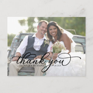 Postal Elegante agradecimiento de foto con letra script n