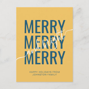 Postal Elegante alegre y brillante Navidad amarilla vacac