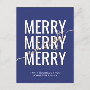 Postal Elegante alegre y brillante Navidad azul marino fe