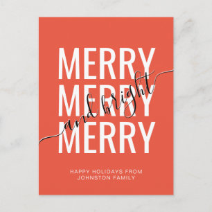 Postal Elegante alegre y brillante Navidad naranja festiv